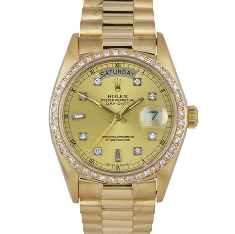 rolex 18k yg 36mm day-date diamond watch|rolex day date president 36mm.